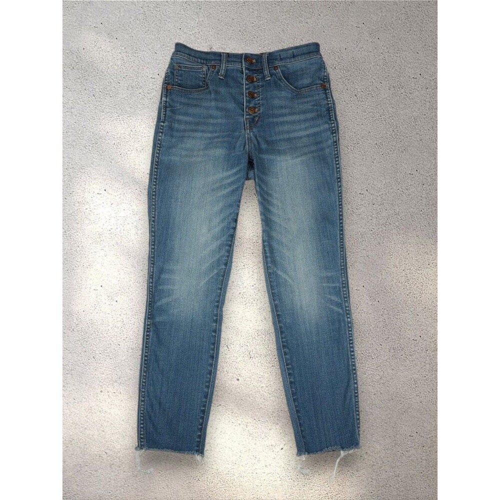 Madewell 10" High-Rise Skinny Crop Jeans Women's 28 Blue Medium Wash Button Fly
